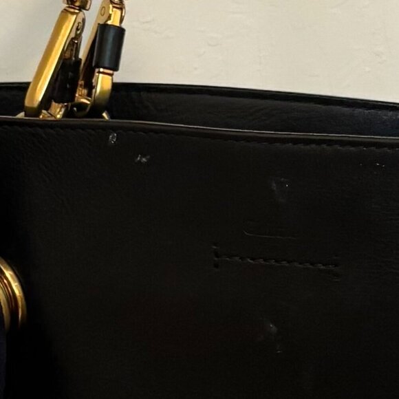 Chloé Myer Tote Bag - Black Leather and Navy Suede - Missing Crossbody Strap - Picture 11 of 14
